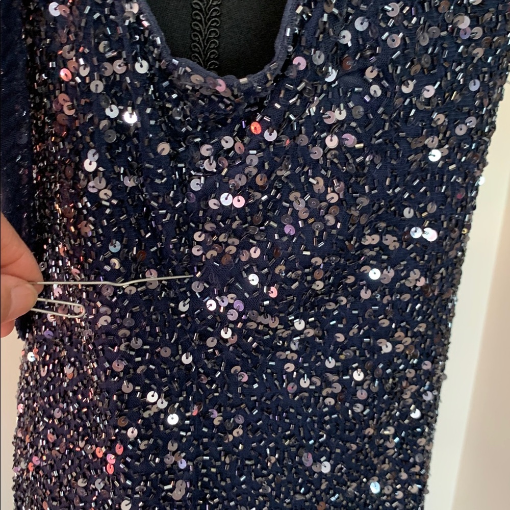 Pizarro Nights Elegant Dark Blue Sequin Dress Size 14 - Picture 14 of 17